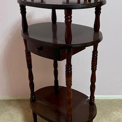 Vintage Cherry Wood 3-Tier Telephone Stand