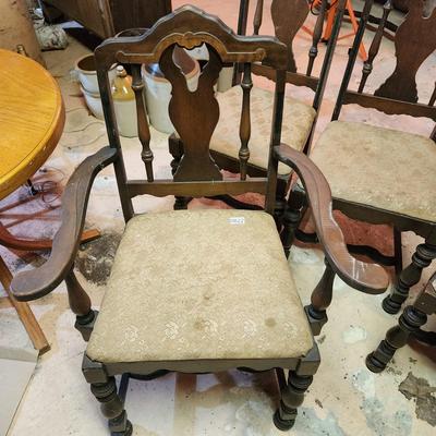 4 Antique Chairs 3 Armless 1 w Arms