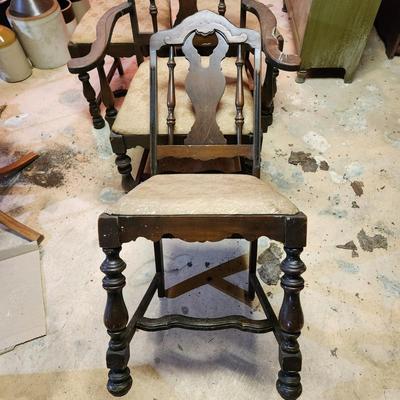4 Antique Chairs 3 Armless 1 w Arms