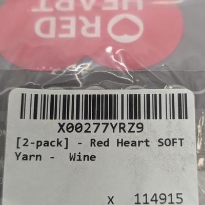 Red Heart Soft Yarn - Wine - 2 Three Packs (#7)