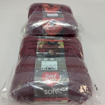Red Heart Soft Yarn - Wine - 2 Three Packs (#7)