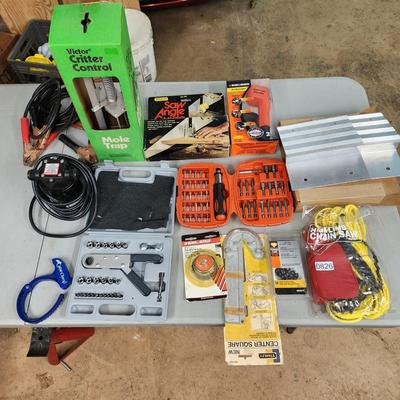 Mixed lot Household Tools Mole Trap , Jumper Cable , Chain Saw , Ramp Caps, Water Ace Pump tested