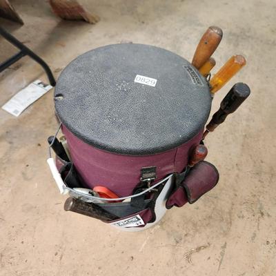 Work Bucket w Job Boss 44 Pocket Organizer + Seat and Tools