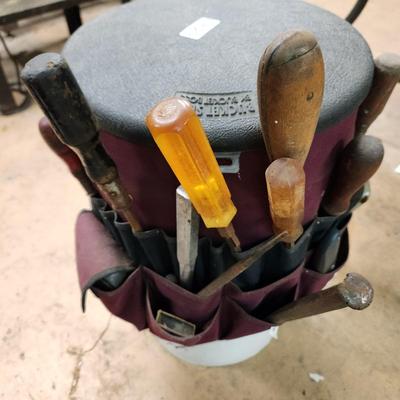 Work Bucket w Job Boss 44 Pocket Organizer + Seat and Tools