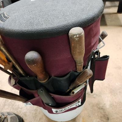 Work Bucket w Job Boss 44 Pocket Organizer + Seat and Tools