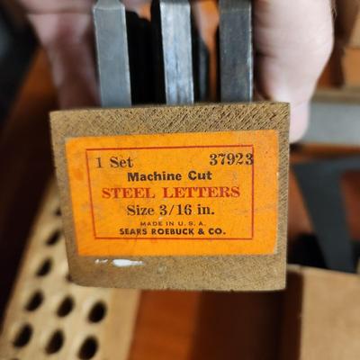 Large Collectible Vintage Tool Lot Miller, Irwin, Stanley K&E Machine Cut Steel letters, Craftsman Router Stencil Set
