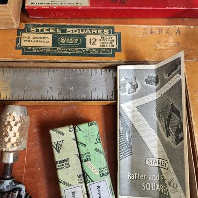 Large Collectible Vintage Tool Lot Miller, Irwin, Stanley K&E Machine Cut Steel letters, Craftsman Router Stencil Set