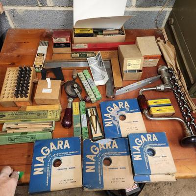 Large Collectible Vintage Tool Lot Miller, Irwin, Stanley K&E Machine Cut Steel letters, Craftsman Router Stencil Set