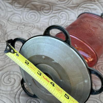 Vintage CB & Sons Elixir Red Glass Hummingbird Feeder