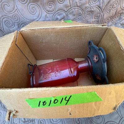 Vintage CB & Sons Elixir Red Glass Hummingbird Feeder