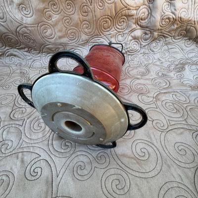 Vintage CB & Sons Elixir Red Glass Hummingbird Feeder