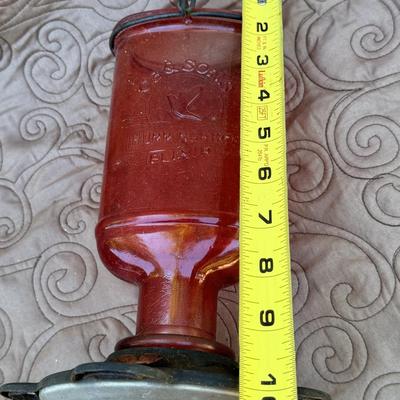 Vintage CB & Sons Elixir Red Glass Hummingbird Feeder