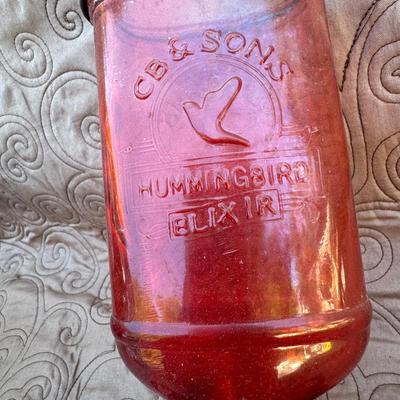 Vintage CB & Sons Elixir Red Glass Hummingbird Feeder