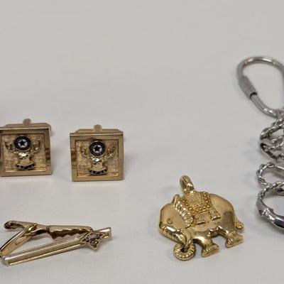 Elks BPOE Elks Cuff Links & Tie Clasp - Elephant Charm - Bracelet - Canadian .925 Lapel Pin