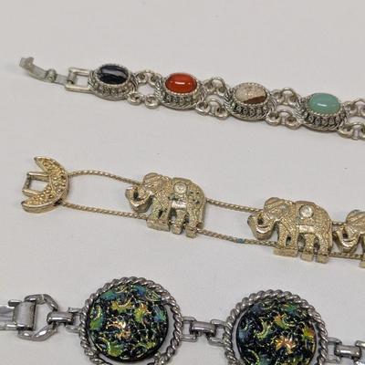Decorative Bracelets/Chains - Good Luck Elephant - Multi Color Stones