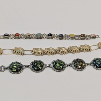 Decorative Bracelets/Chains - Good Luck Elephant - Multi Color Stones