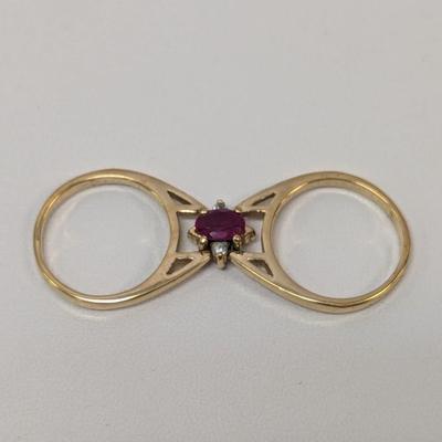Gold Finish Reversible Ring With Stones