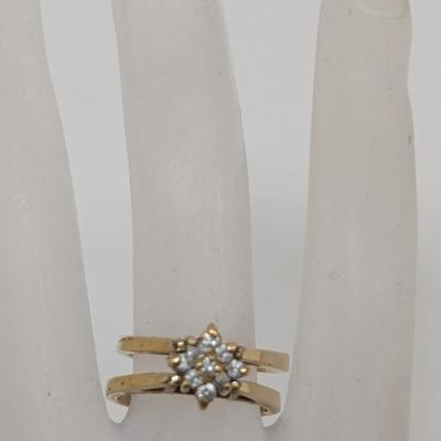 Gold Finish Reversible Ring With Stones