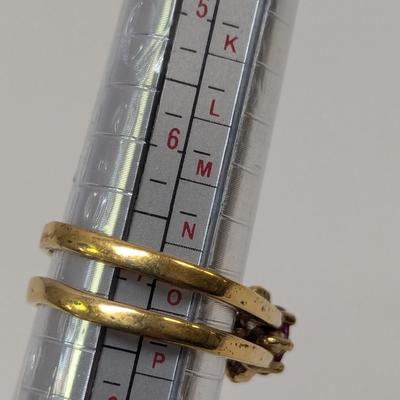 Gold Finish Reversible Ring With Stones