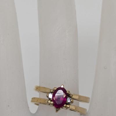 Gold Finish Reversible Ring With Stones