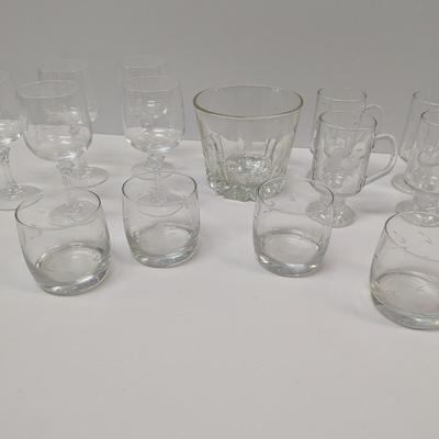 Vintage Princess House Heritage Design Glasses & Ice Bucket
