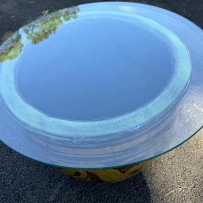 Large Asian Dragon Vase Glass Top Table