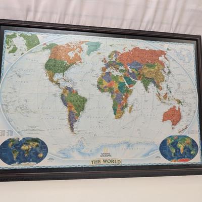 2003 National Geographic World Map Framed