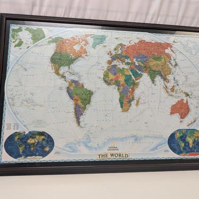 2003 National Geographic World Map Framed