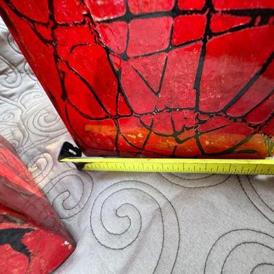 Three Red/Black Decorative Boxes with Lids