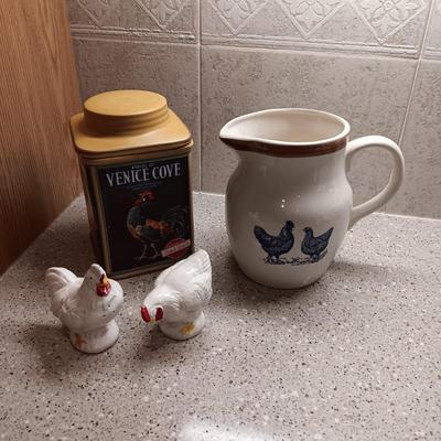 CERAMIC CANISTER, PITCHER AND SALT/PEPPER SHAKERS