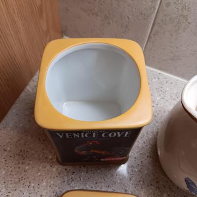 CERAMIC CANISTER, PITCHER AND SALT/PEPPER SHAKERS
