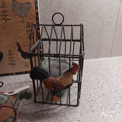 MILK GLASS HEN ON NEST, CERAMIC HOT PLATE AND OTHER ROOSTERS