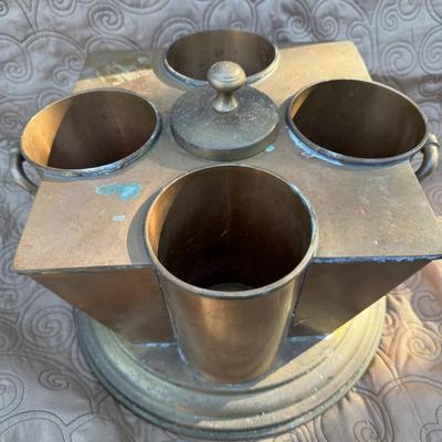 Vintage Heavy Copper & Brass Wine Chiller Caddy