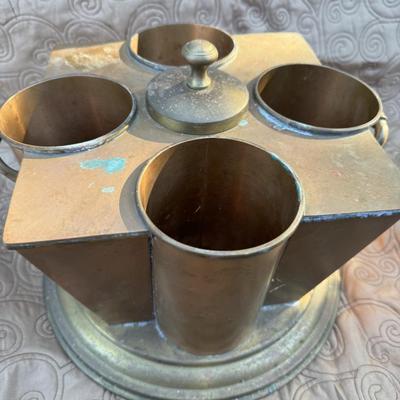 Vintage Heavy Copper & Brass Wine Chiller Caddy