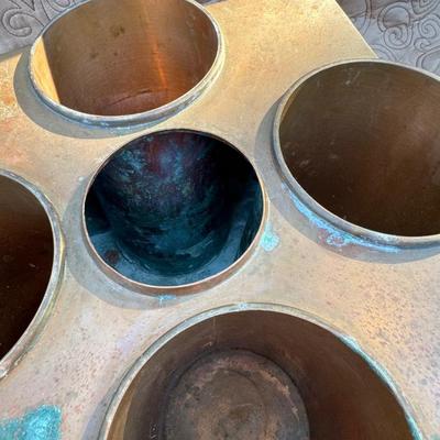 Vintage Heavy Copper & Brass Wine Chiller Caddy