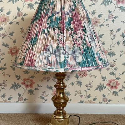 Brass Lamp w/ Floral Shade