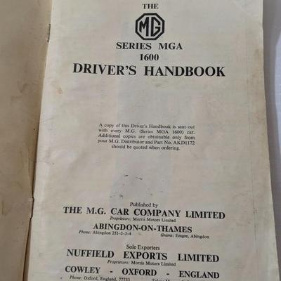 Vintage The MG Series MGA 1600 Driver's Handbook