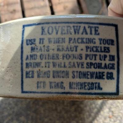 Rare Antique Red Wing Union Stoneware 10 Gallon Koverwate Ring