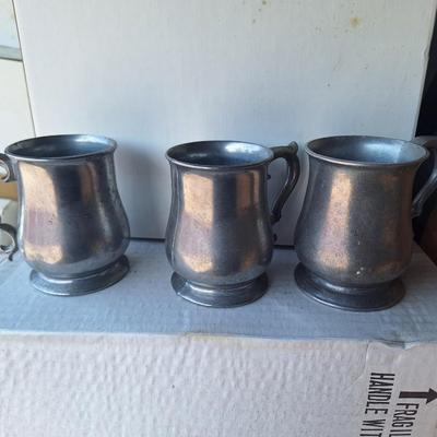3 pewter steins