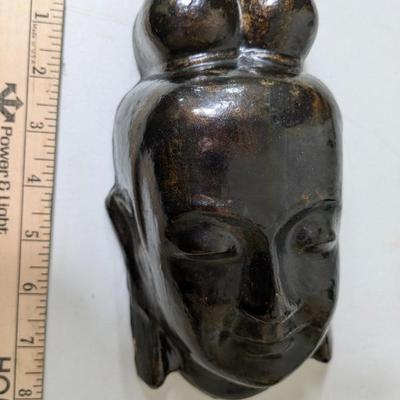 Vintage Painted Wood Carved Meditation Buddha Wall Hanging Mask