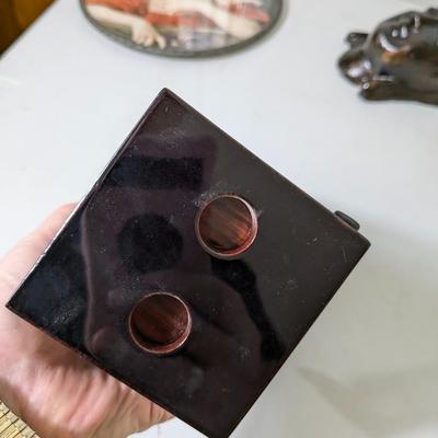 Vintage Chinese Black Lacquer Box Inlaid Mother of Pearl Jewelry Box