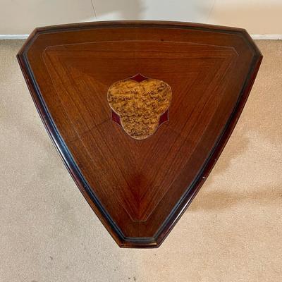 Vintage Kittinger Triangle Side Table, Hand-carved Inlaid - Crystal Ball Tarot