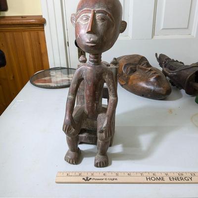 Vintage Hand Carved Wood African Sculpture Boy