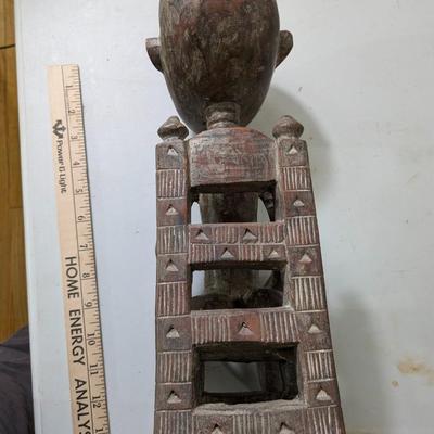 Vintage Hand Carved Wood African Sculpture Boy