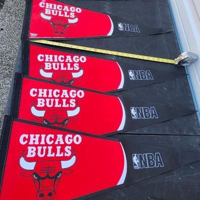 Sport Pennant Lot, Cubs, Sox, Bulls etc 12" X 30" Banners