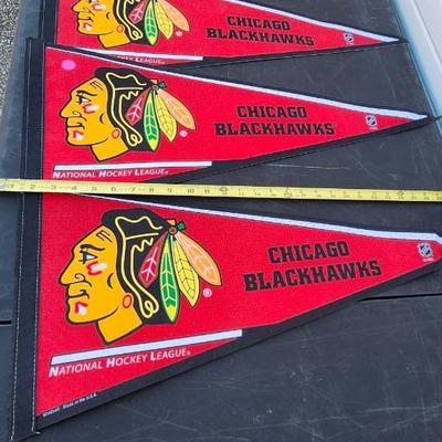 Sport Pennant Lot, Cubs, Sox, Bulls etc 12" X 30" Banners