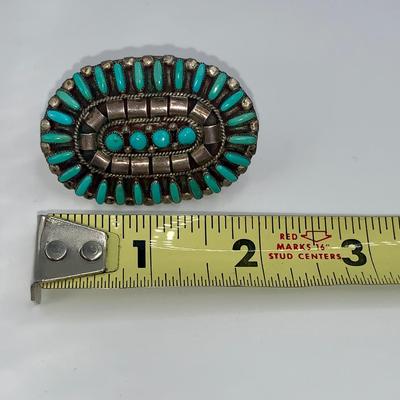 Large Native American Pawn Silver and Turquoise Ring
