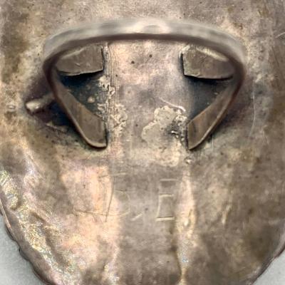 Large Native American Pawn Silver and Turquoise Ring
