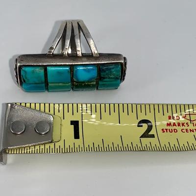 Native American Pawn Silver and Turquoise Ring