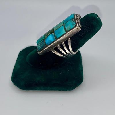 Native American Pawn Silver and Turquoise Ring